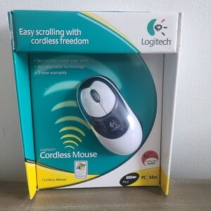 Vintage NEW Logitech Cordless Mouse Retro Wireless PC Mac USB PS/2